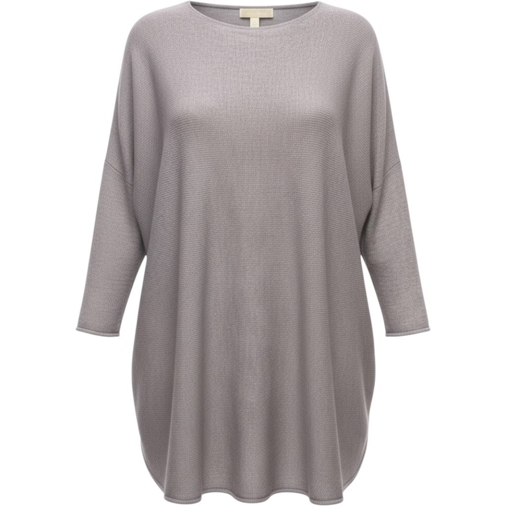 Michael Kors Gray Sweater Dress XL Long Sleeve Side Zippers Curved Hem Knit